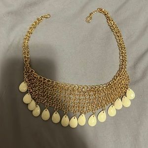 Gold and White Gem Necklace